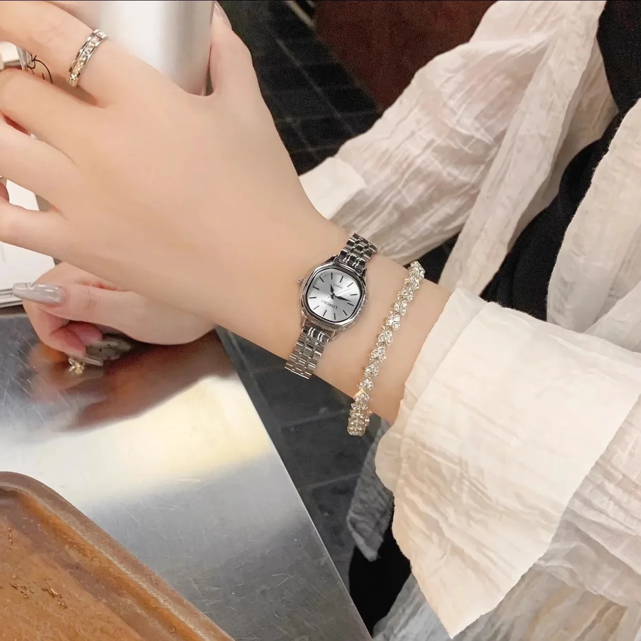 

OriginalGiftSmallSugarCube Women's Fashionable Versatile Watch Trendy Quartz Watch High-end Selected Elegant Women's Watch