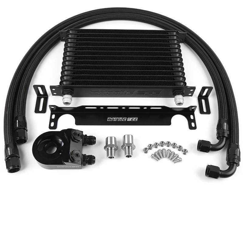 BattleBee Universal Oil Cooler Kit 13 ROWS Trust Model Thermostatic Sandwich Plate Adapter With 45/Deg BB-OCK-623