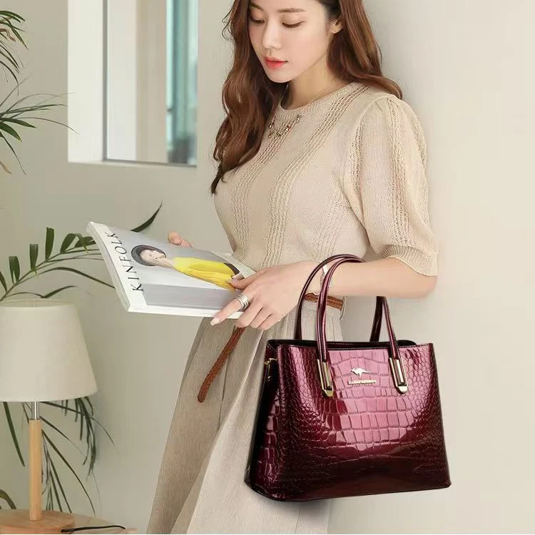 

Новые модные женские сумки из кожи аллигатора, европейский дизайн, женские сумки на плечо из лакированной кожи, женская брендовая роскошная сумка через плечо для девочек