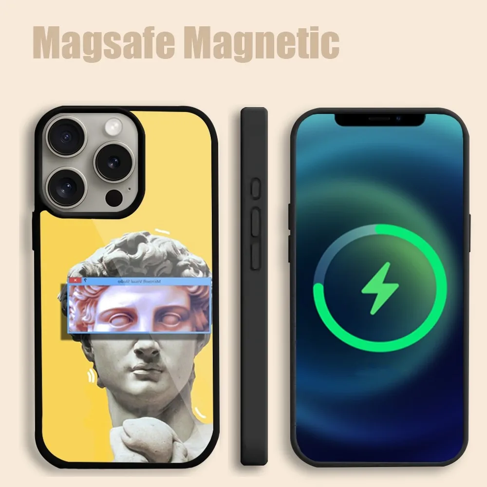 Great Art Aesthetic David Mona Lisa  Phone Case For iPhone 15 14 13 12 11 Pro Max Plus Magsafe Magnetic Wireless Charging Cover