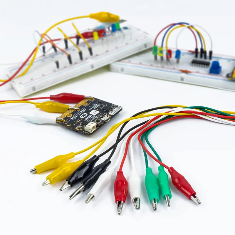 10Pcs Alligator Clips Electrical 5-Color 18.9inches Test Leads Stamping Jumper Wires For Electrical Testing Circuit Connection