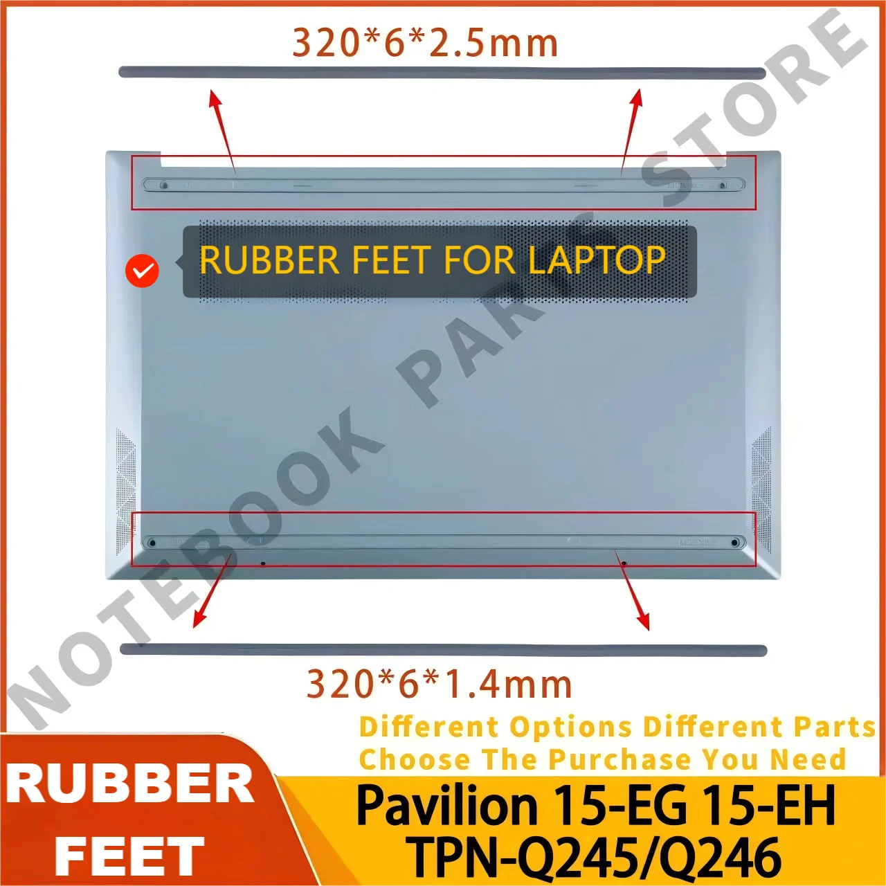 أقدام مطاطية لـ HP Pavilion 15-EG 15-EH TPN-Q245 TPN-Q246 وسادة مطاطية شرائط مضادة للانزلاق ملحقات إصلاح أزرق/فضي