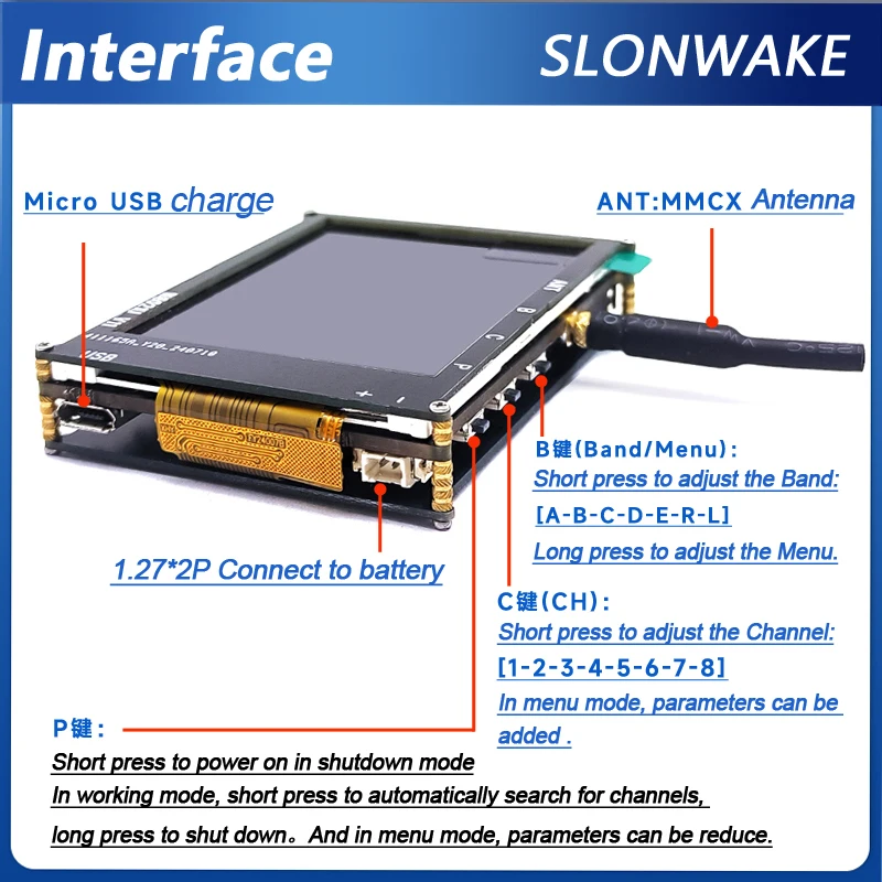 Micro 5.8G 56CH 2.4 Inch LCD 480*320px Auto Search FPV Monitor Build-in Battery For RC Multicopter FPV Drone Part