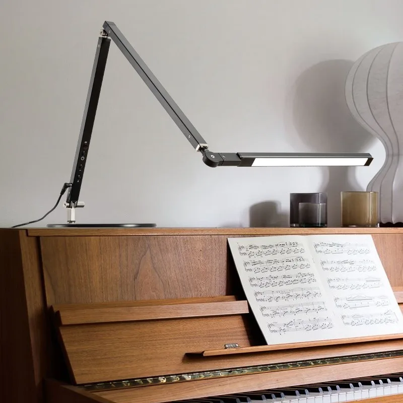 

Minimalist Aluminium Long Arm Floor Lamp Rotating Foldable Adjustable Brightness Bedroom Office Eye Protection Study Table Light