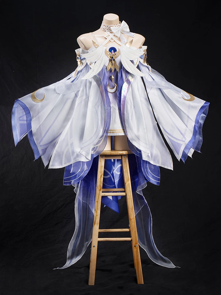 AUF LAGER UWOWO Columbina Cosplay Kostüm aus dem Spiel Genshin Impact, Columbina 'Damselette' Snezhnaya Cosplay-Kostüm, Halloween-Kostüm