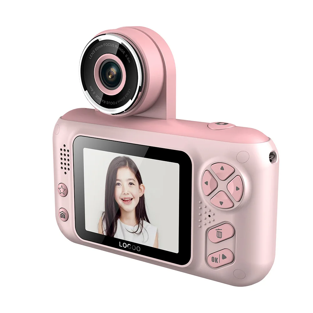 Kids Tripod Camera 4000W HD Large Screen Lens Flip Can Selfie Camera Kids Digital Camera Fun Puzzle Game Machine 8/32G SD Card