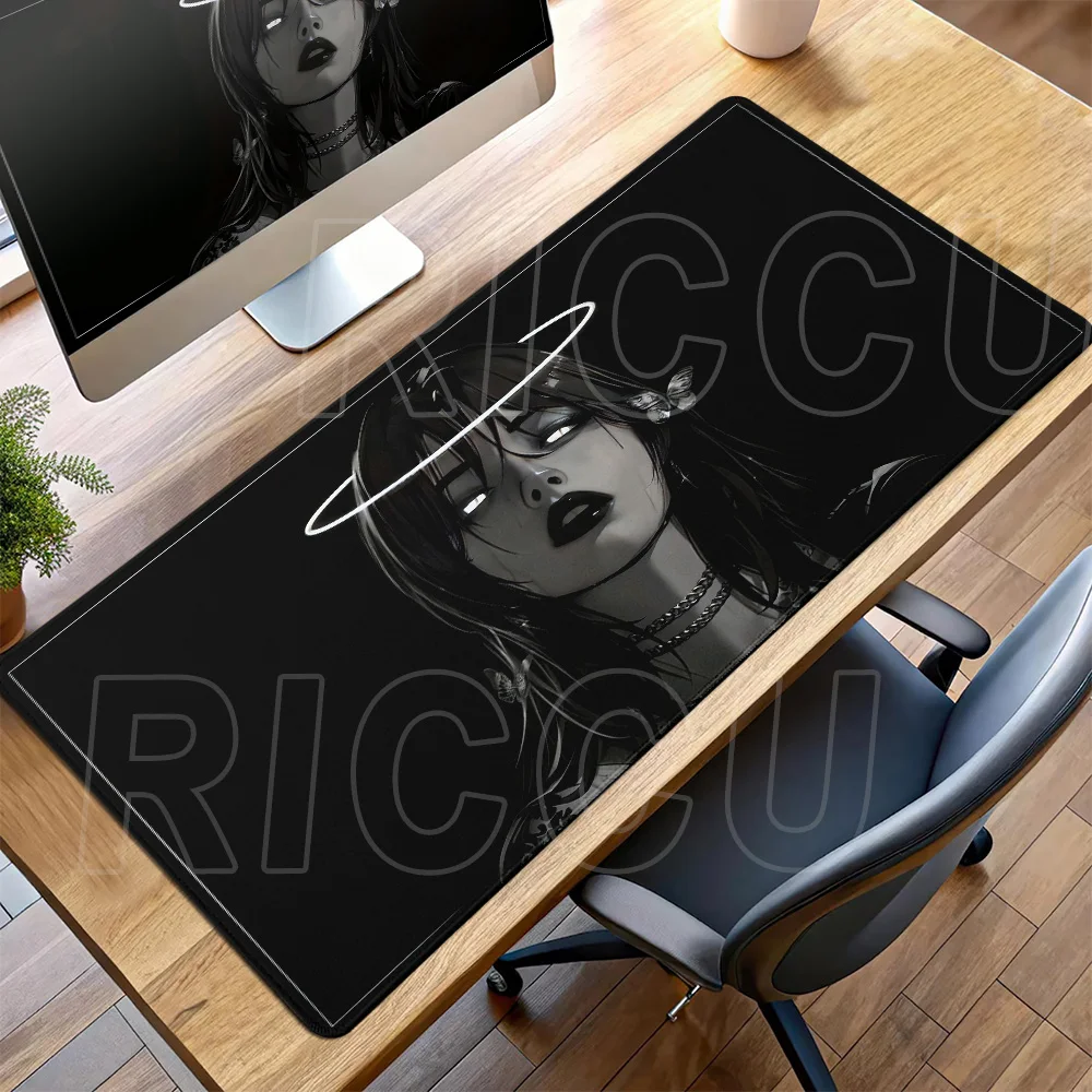 HD Anime Girl Black Dark Style Nonnen-Schreibtischunterlage Gothic Mousepad Teppich Büro-Mauspad XXL PC-Zubehör Gaming-Tastaturmatten Teppich – Detail 2