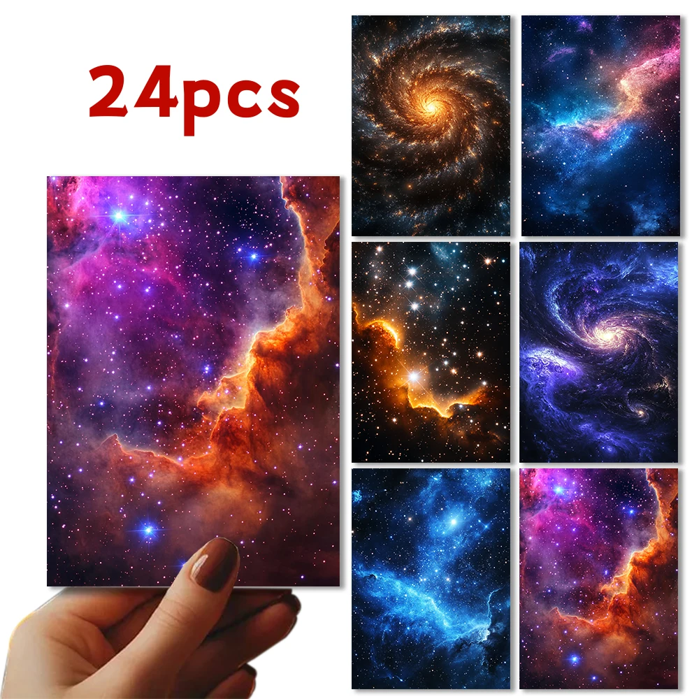 24 pcs Universe Starry Sky Greeting Card Set with Envelopes, DIY Invitation Cards, Multifunctional Fun for Anyone