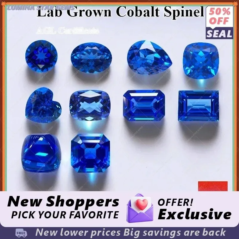 TOPTLab Grown Cobalt Spinel Various Shape Loose Gemstone For Diy Ring Necklace Earrings Main Materials Selectable Certificat