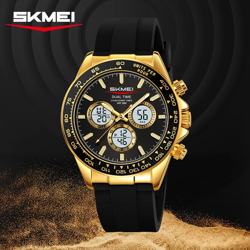 SKMEI 2505 Orologio da uomo d'affari di lusso al quarzo con doppio display elettronico Orologio da polso impermeabile da uomo d'affari in acciaio inossidabile Elite
