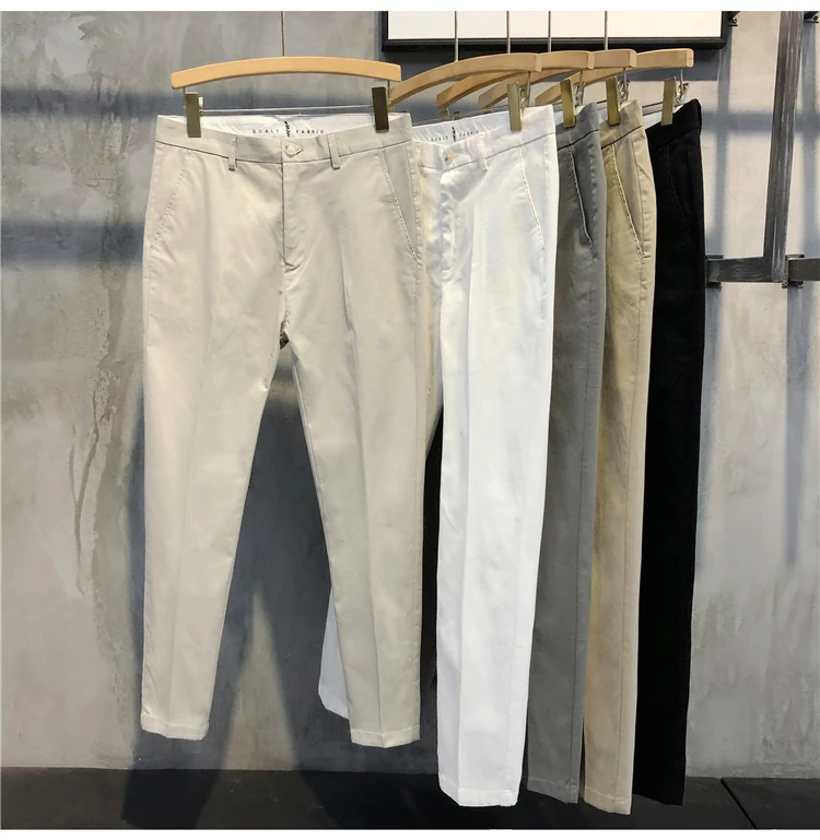 

Spring Summer 2023 New Casual Pants Men Classic Style Fashion Business Slim Fit Straight Cotton Solid Color Brand Trousers L82