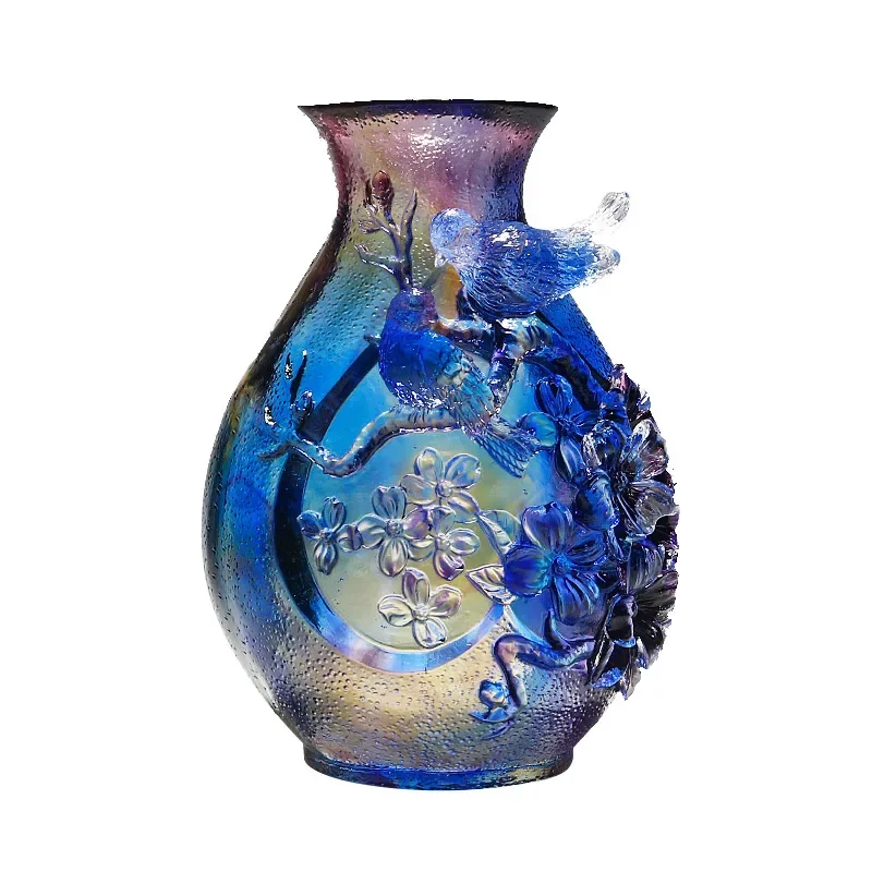 Glazed vase ornament living room flower arrangement home bedroom crystal light luxury handicrafts housewarming decoration