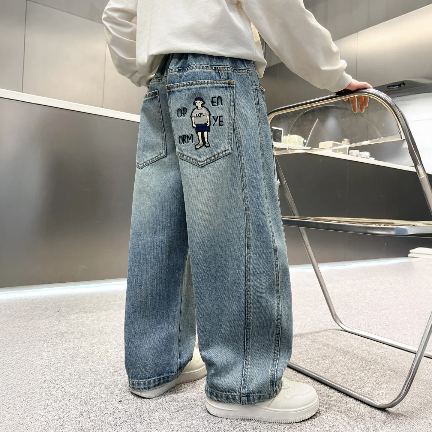 Stylish Loose Jeans for Boys Medium to Large Children Uke Boys Premium Fashionable Trousers Spring Autumn Denim Long Pants