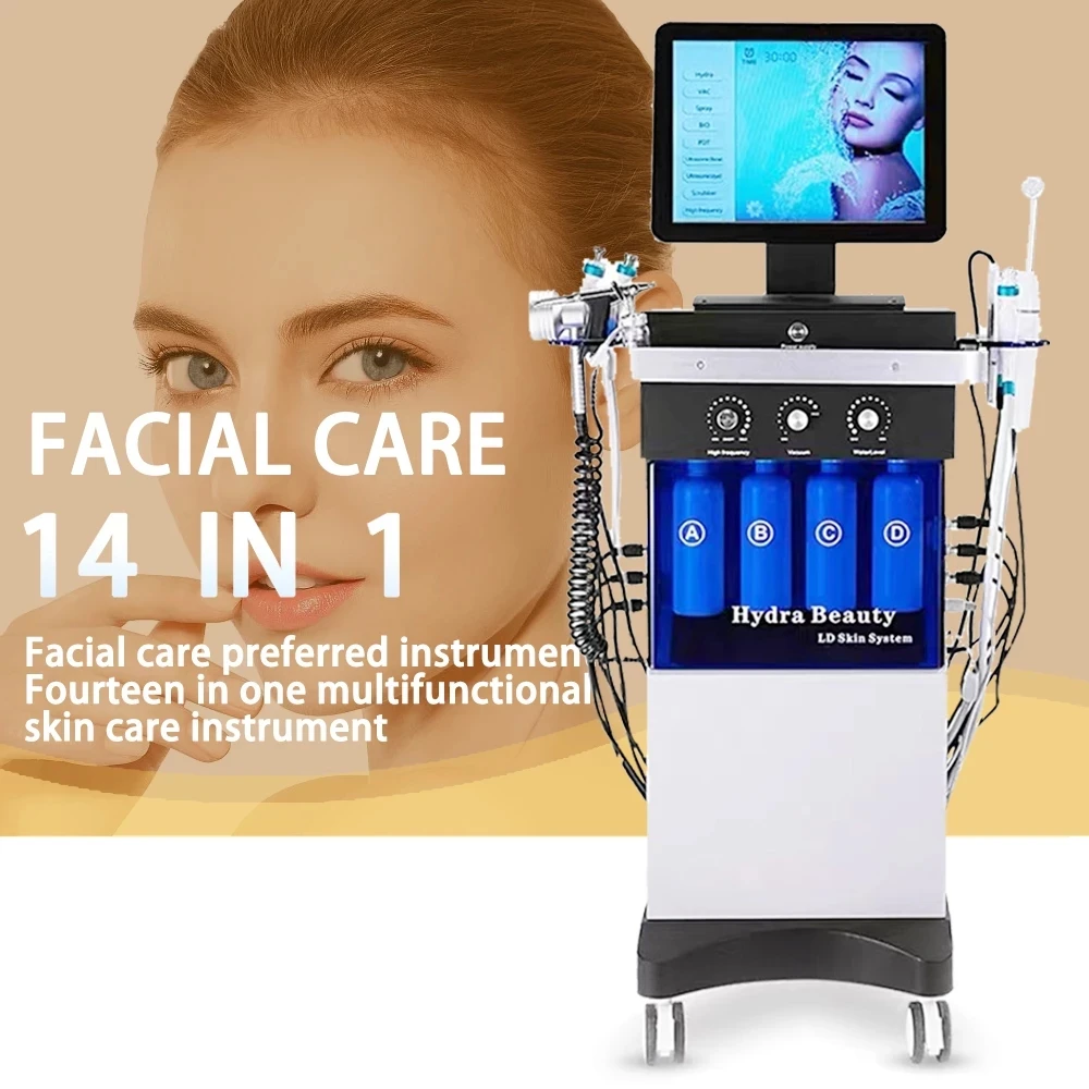 Multifunctional 18 In 1 Hydra Oxygen Facial Machine Deep Skin Cleansing Blackhead Removal Water Peeling Facial Hydration Machine