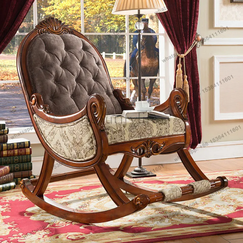 XX. American all-solid wood rocking chair, European fabric home sofa chair