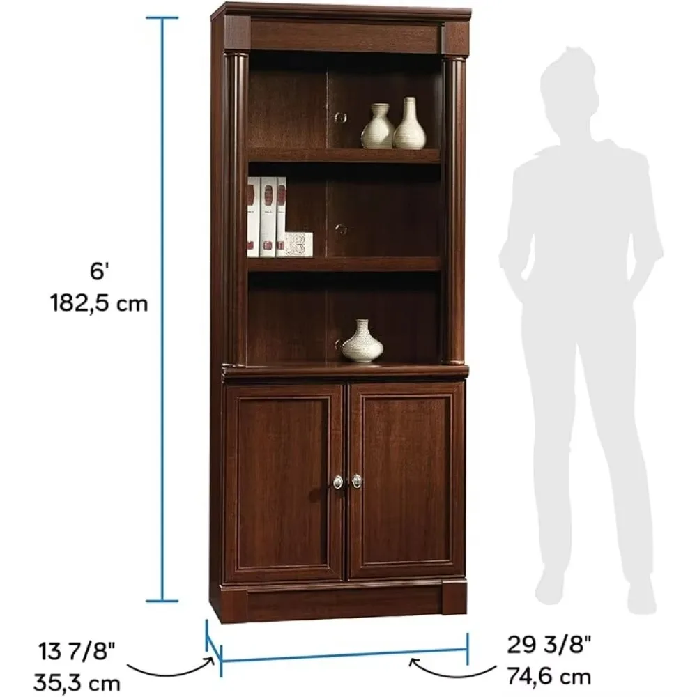 Bibliothek mit Türen/Bücherregal, L: 29,37" x B: 13,90" x H: 71,85", ausgewähltes Kirschholz-Finish, klassisches Bücherregal