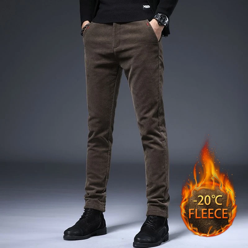 

Men's winter corduroy and fleece autumn and winter slimming straight men's corduroy casual pants for menFashionable fleece Plush