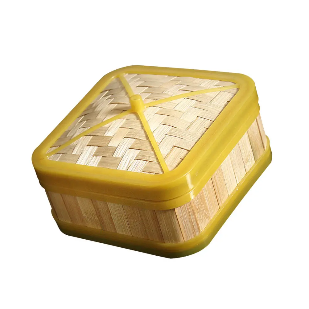 1Set Bamboo Steamer Set 6Inch Square Airtight Layers for Steaming Buns Dumplings Dim Sum Efficient Steam Circulation