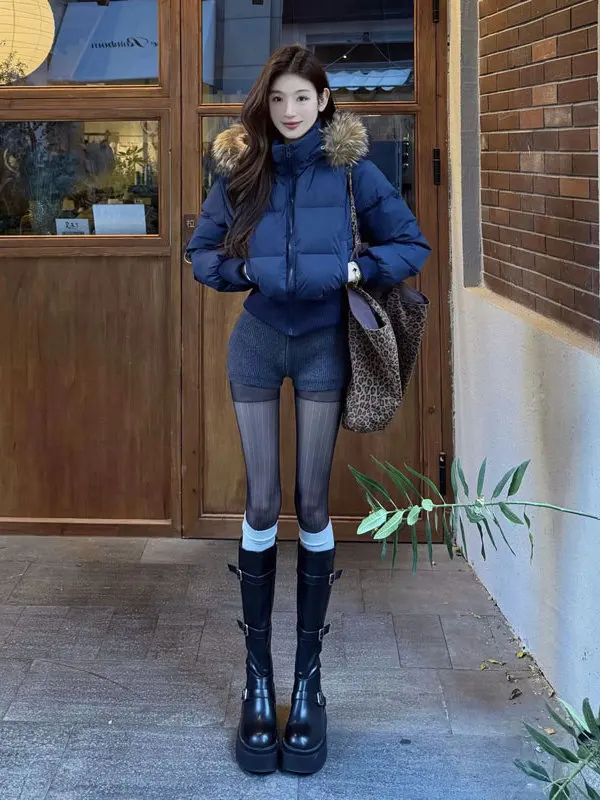 

Korean Sle ort Hooded Cotton Jaet Beautiful Unique Outerwear Youthful Small Size Winter Faionable Commute Edition