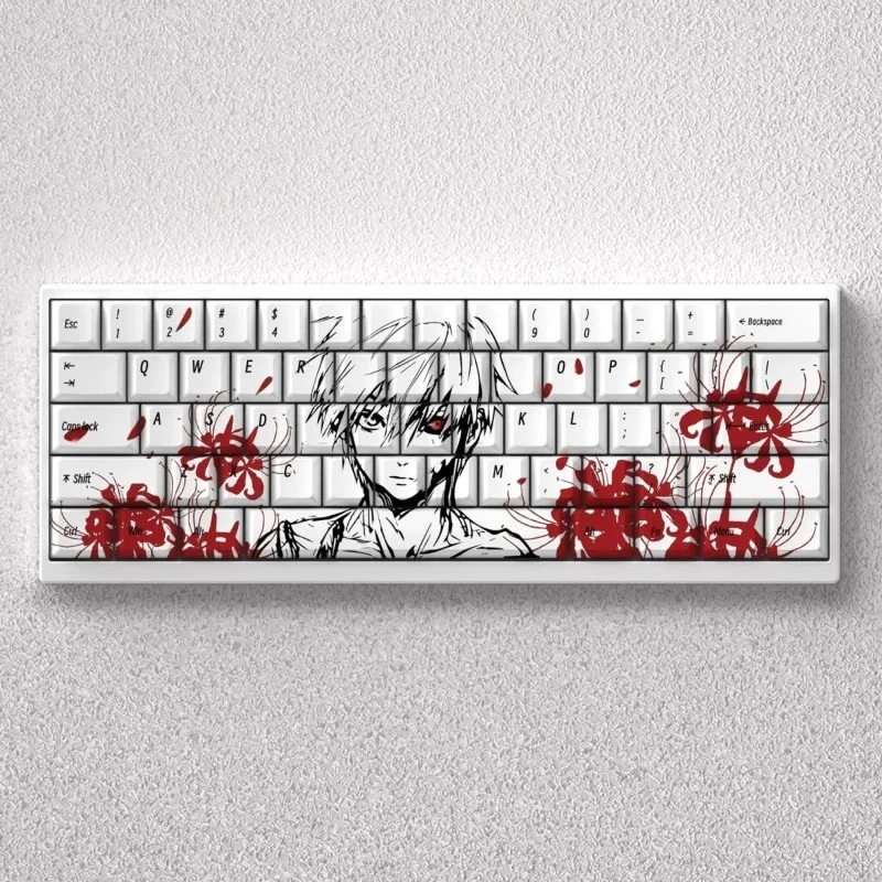 

Ken Kaneki Tokyo Ghoul Themed Keycaps Custom - Anime Style OEM Profile PBT Compatible with 60/65/68 Layout Mechanical Keyboards
