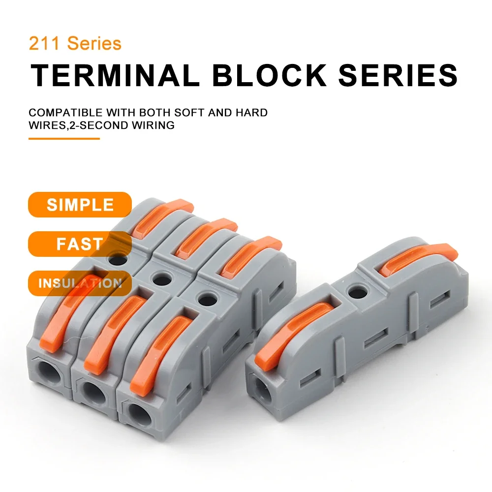 10/30/50PCS Inline Assemblable Lever Wire Connectors 1 to 1 Electrical Connectors Wire Terminals for Secure Cable Connections