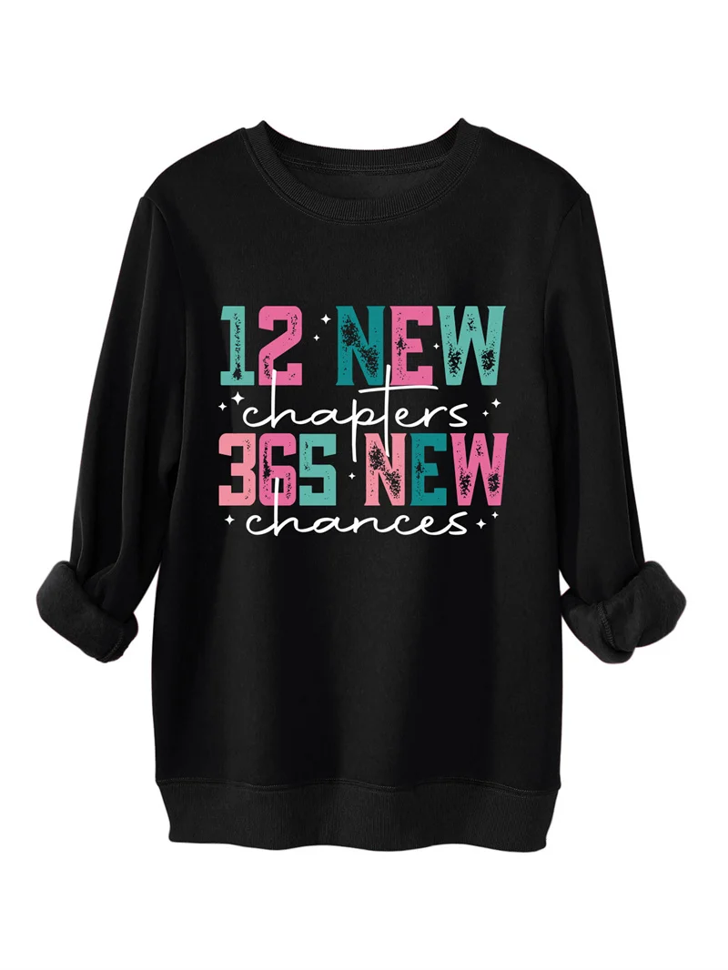 Autumn and winter thickened warm fashion casual 12newchapters365new printed women's crewneck fleece hoodie