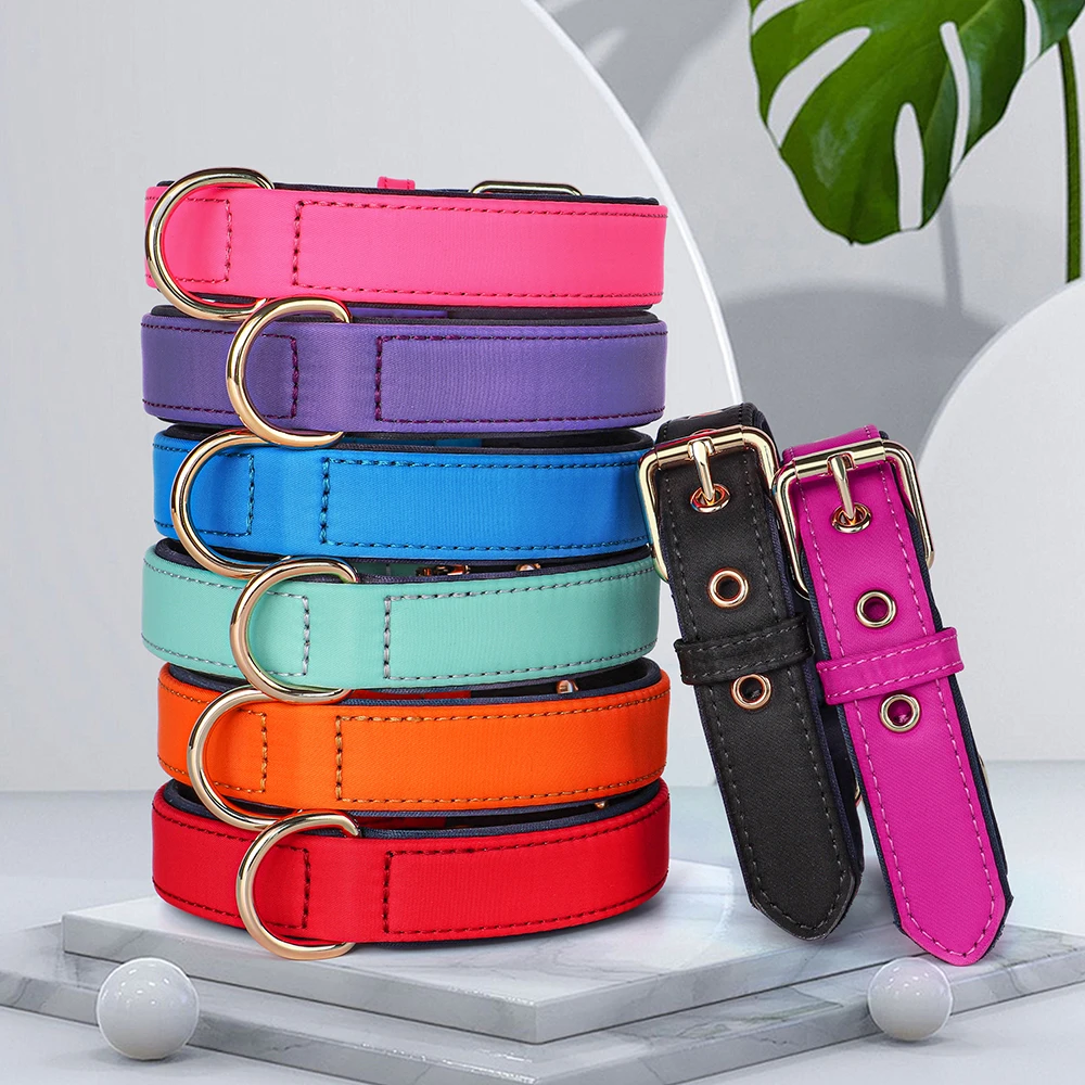 Waterproof Dog Collar Soft Padded Dogs Collars Durable Nylon Pet Pitubull Bulldog Necklace Collars for Small Medium Large Dogs
