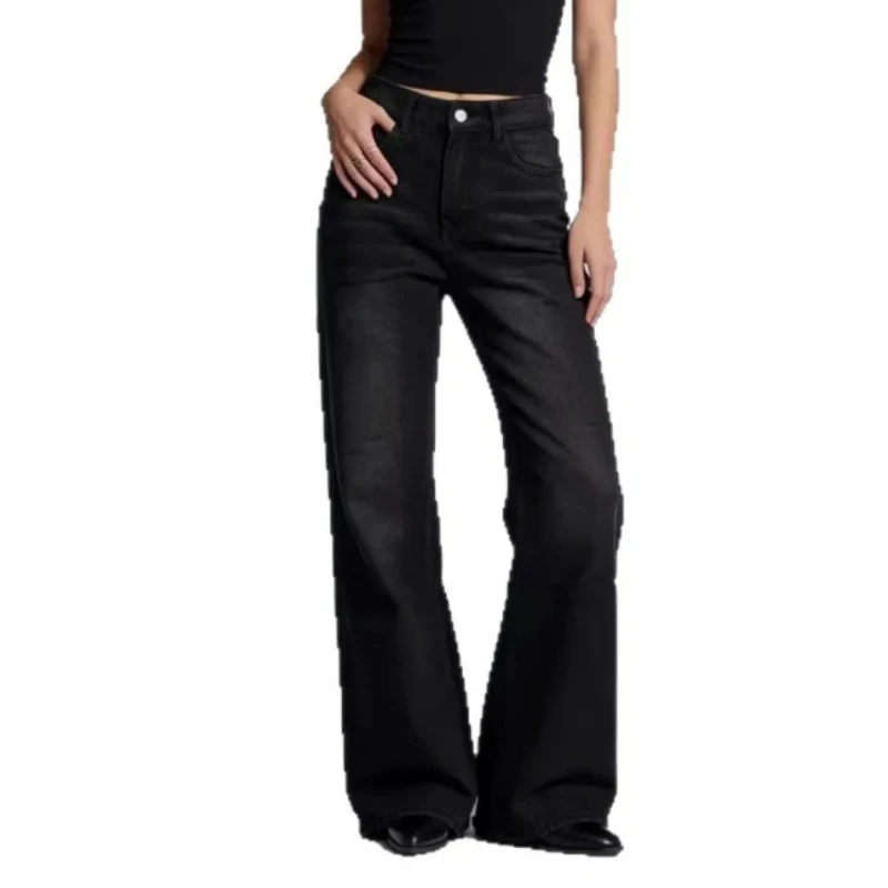 

2026 New Streetwear Sexy Retro American Women Jeans High Waist Micro Flared Cuffed Casual Commute Comfortable Cotton Denim Jeans