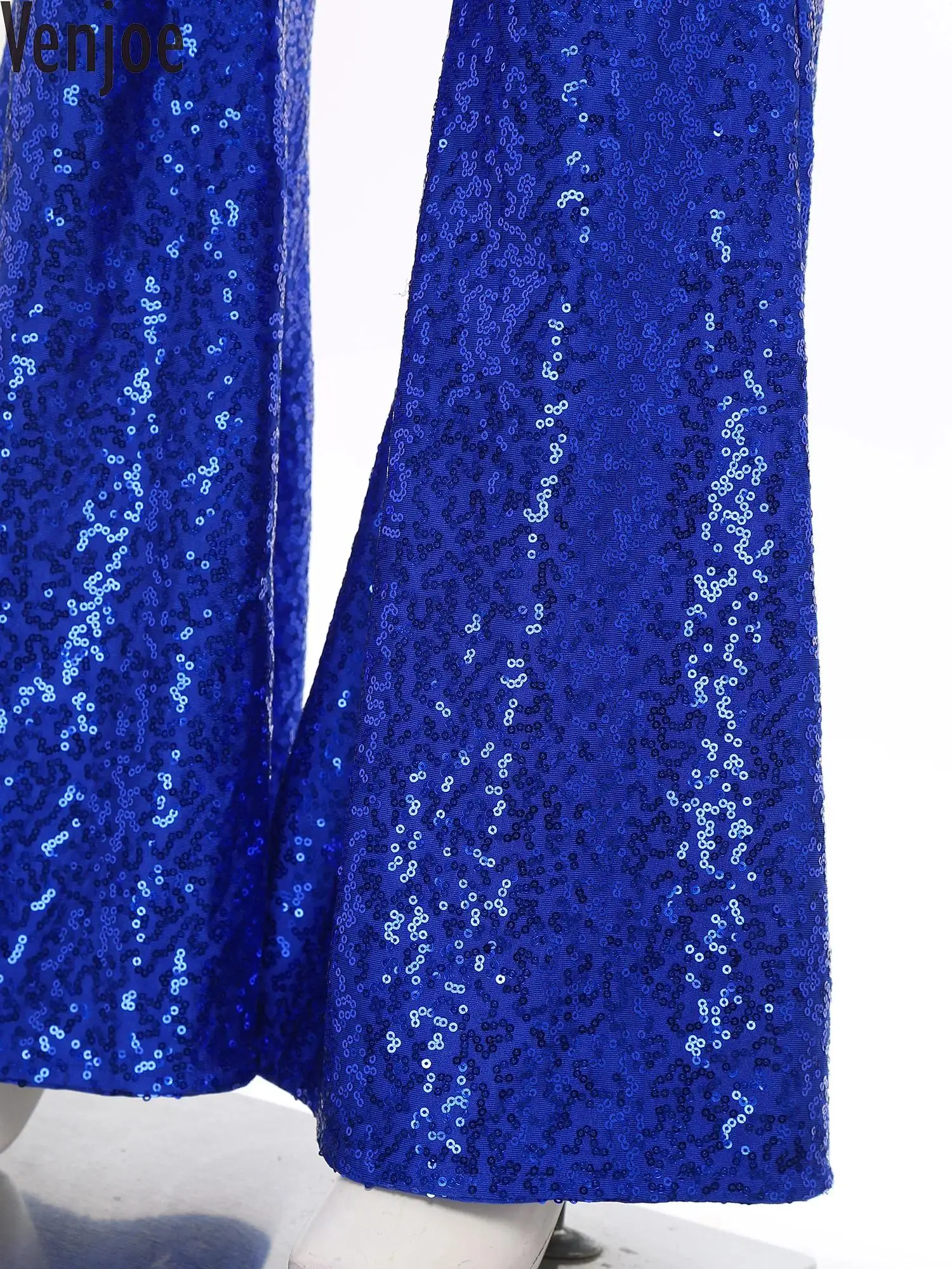 

Женские длинные расклешенные брюки с блестками и блестящей эластичной резинкой на талии, полые брюки 70-х, 80-х годов, диско-клеш, брюки для рейв-вечеринки