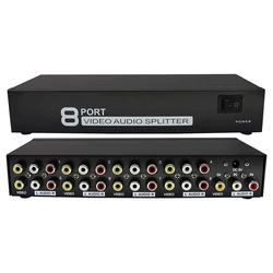 8 Way AV Splitter Amplifier 1 in 8 out RCA Video R/L Audio Distributor Splitter 1x8 Box for STB DVD Speaker TV Not Switch