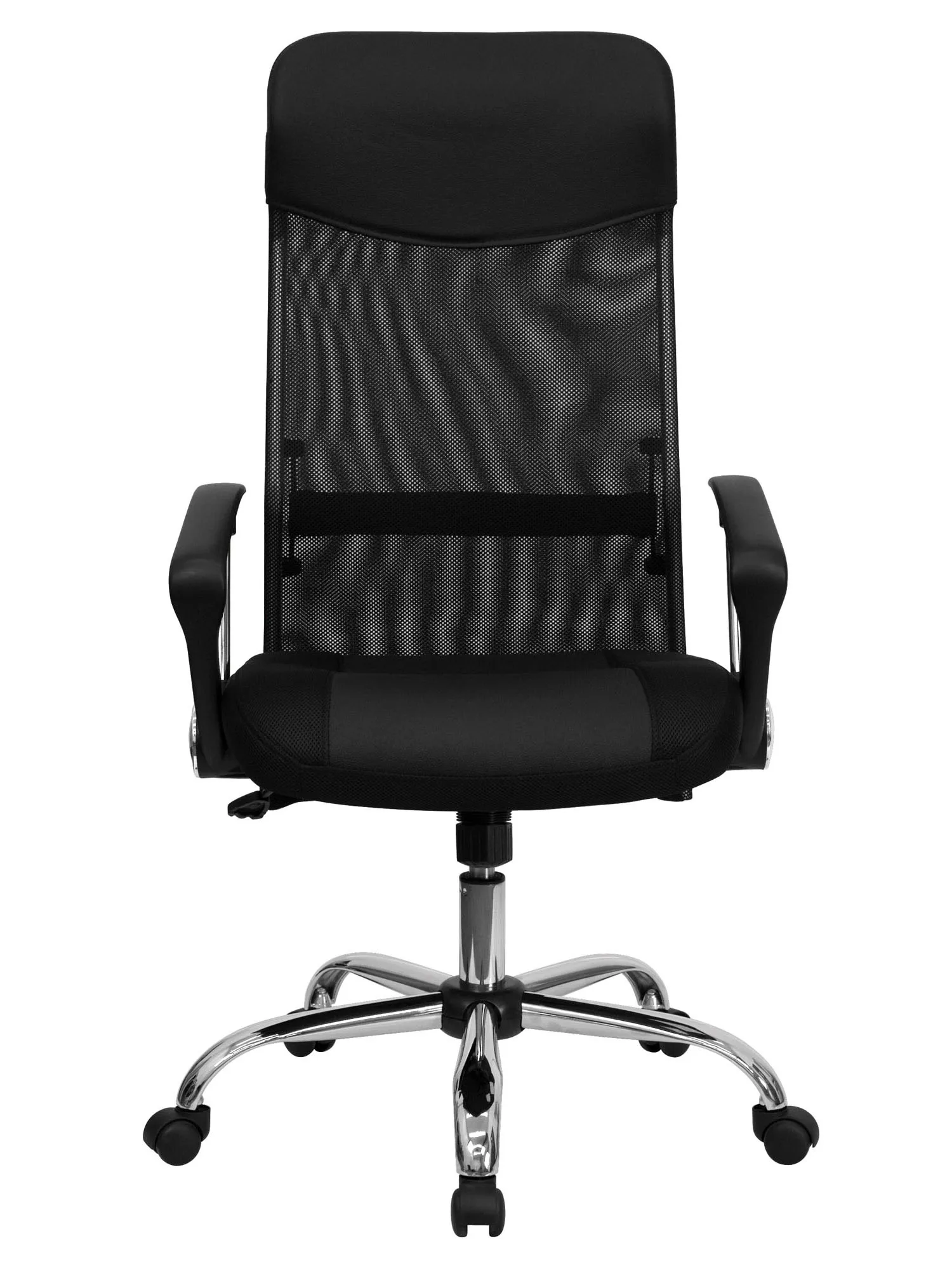 High Back Black Split Leather Chair with Mesh Back  Office Furniture