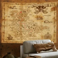 VIKAMA Retro Pirate Treasure Map Tapestry Sheepskin Scroll Treasure Hunt Map Background Cloth Living Room Room Decoration 3