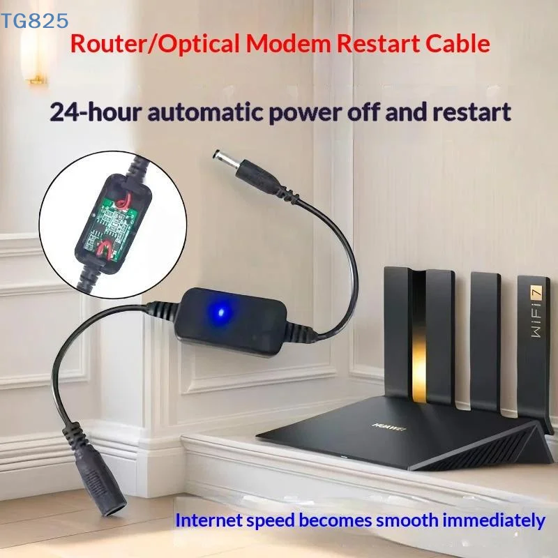 【AN】24H Timed Router Reboot Cable Automatic WiFi Restart Controller Plug for Home Internet Stable Connection Use