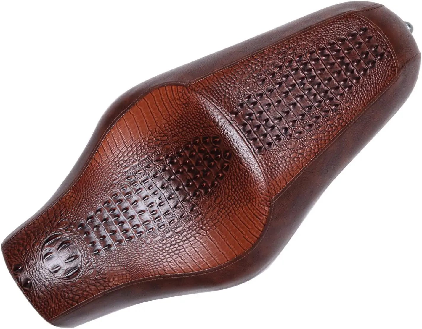 Motorcycle Driver Passenger Seat 2-Up Fit Harley Sportster Iron 883 1200 Chopper Bobber Cafe Racer Custom Brown Crocodile