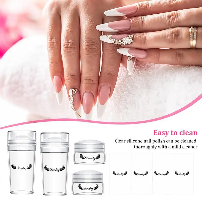 Nail Stamp DIY French Tip Nail Stamp Reused Transparent Silicone DIY Nail Stamper Kit For Girls Women Indoor Room