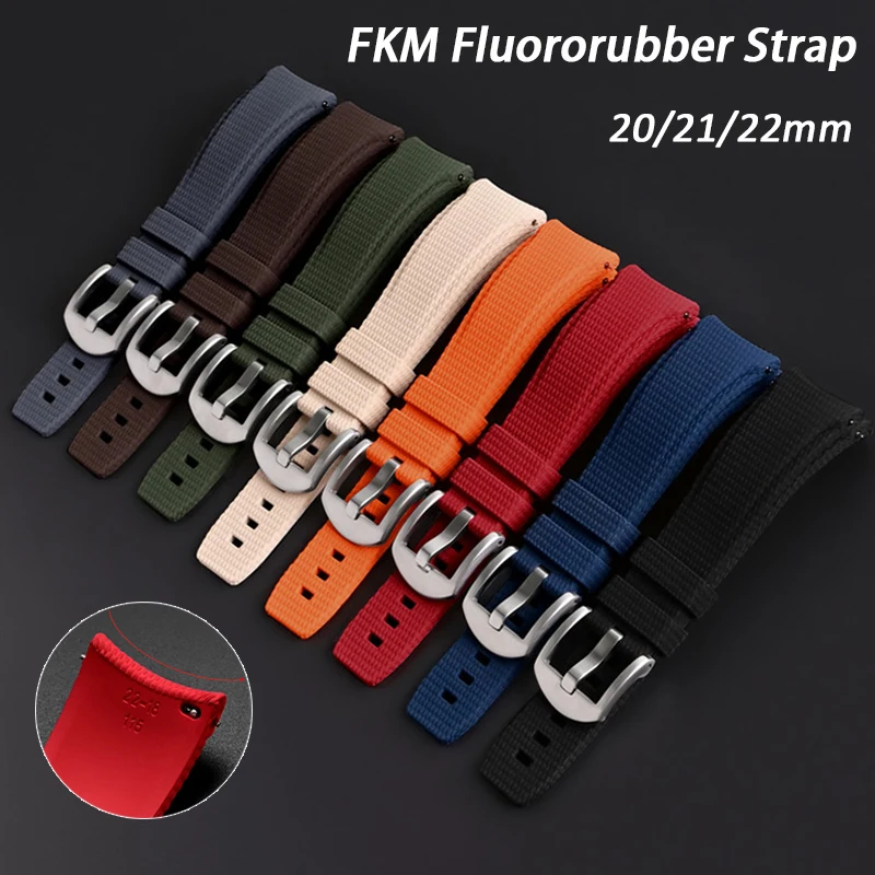 Gebogenes FKM-Armband 18/19/20/21/22/23/24mm Universelles Schnellwechsel-Fluorkautschuk-Sportarmband Uhrenband für Omega Casio Seiko