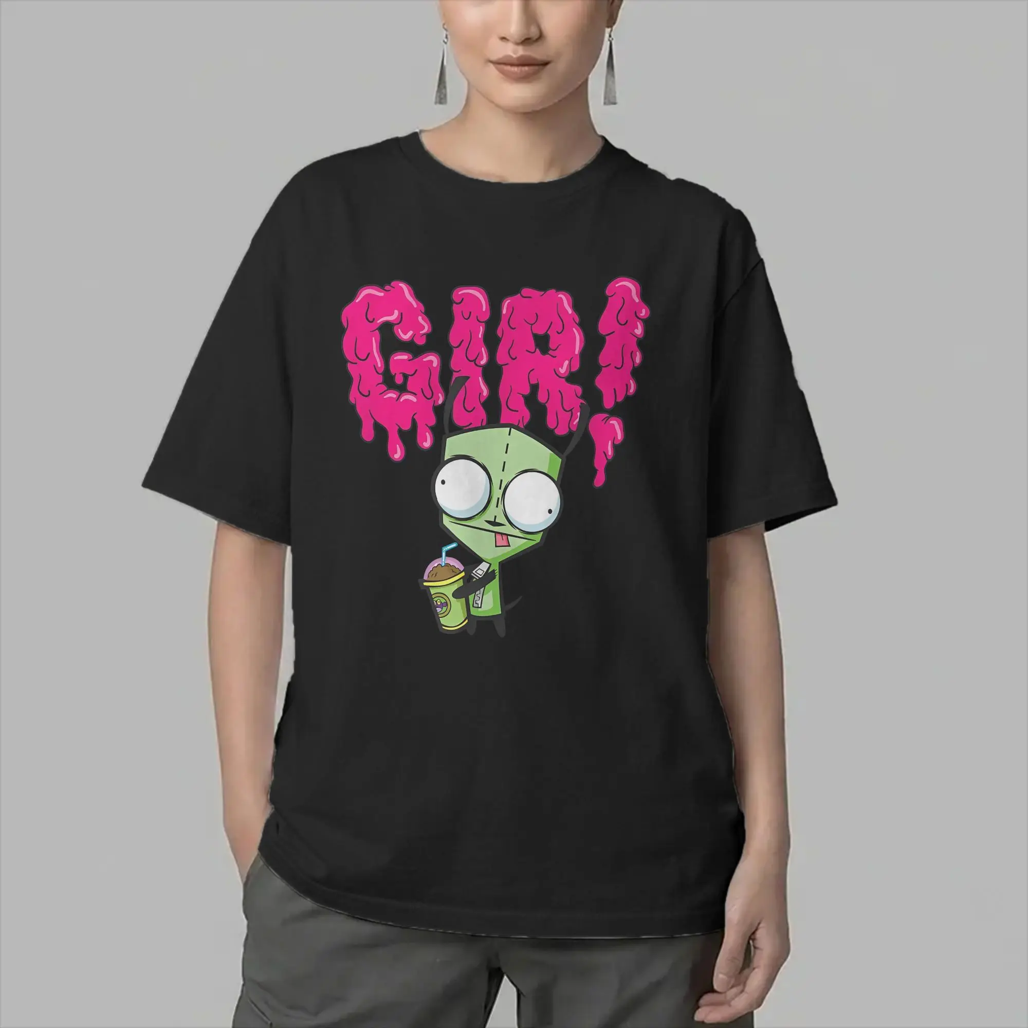 Invaders Zim Gir T Shirt Men Cotton Novelty T-Shirt Round Neck  Tee Shirt Short Sleeve Clothes Plus Size