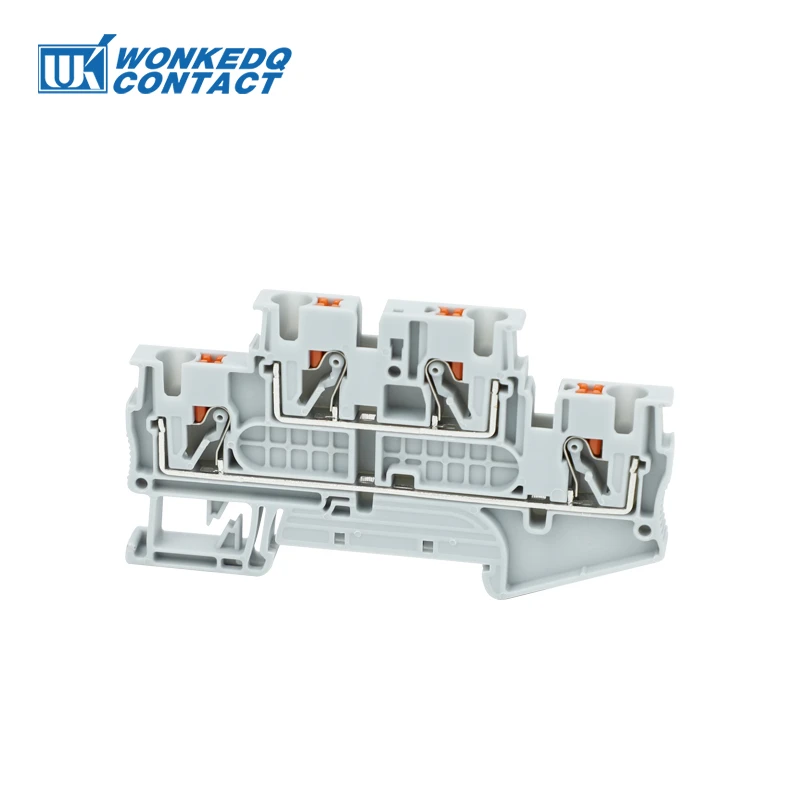 PTTB 4 Din Rail Terminal Block 4mm² 2 Level Push-in Cable Wire Connector Electrical Double Layer PTTB4