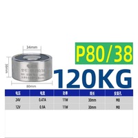 P80/38 120KG Suction Cup Electromagnet Round DC 12V24V Coil Traction Iron Strong Magnet Energized Magnetic