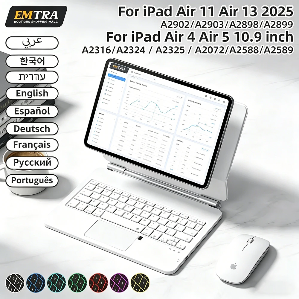 

Magic Keyboard Magnetic Floating Stand for iPad Pro 11 Air 4 Air 5 Bluetooth Multi-Touch Poland Gesture Spanish Tablet Keyboard