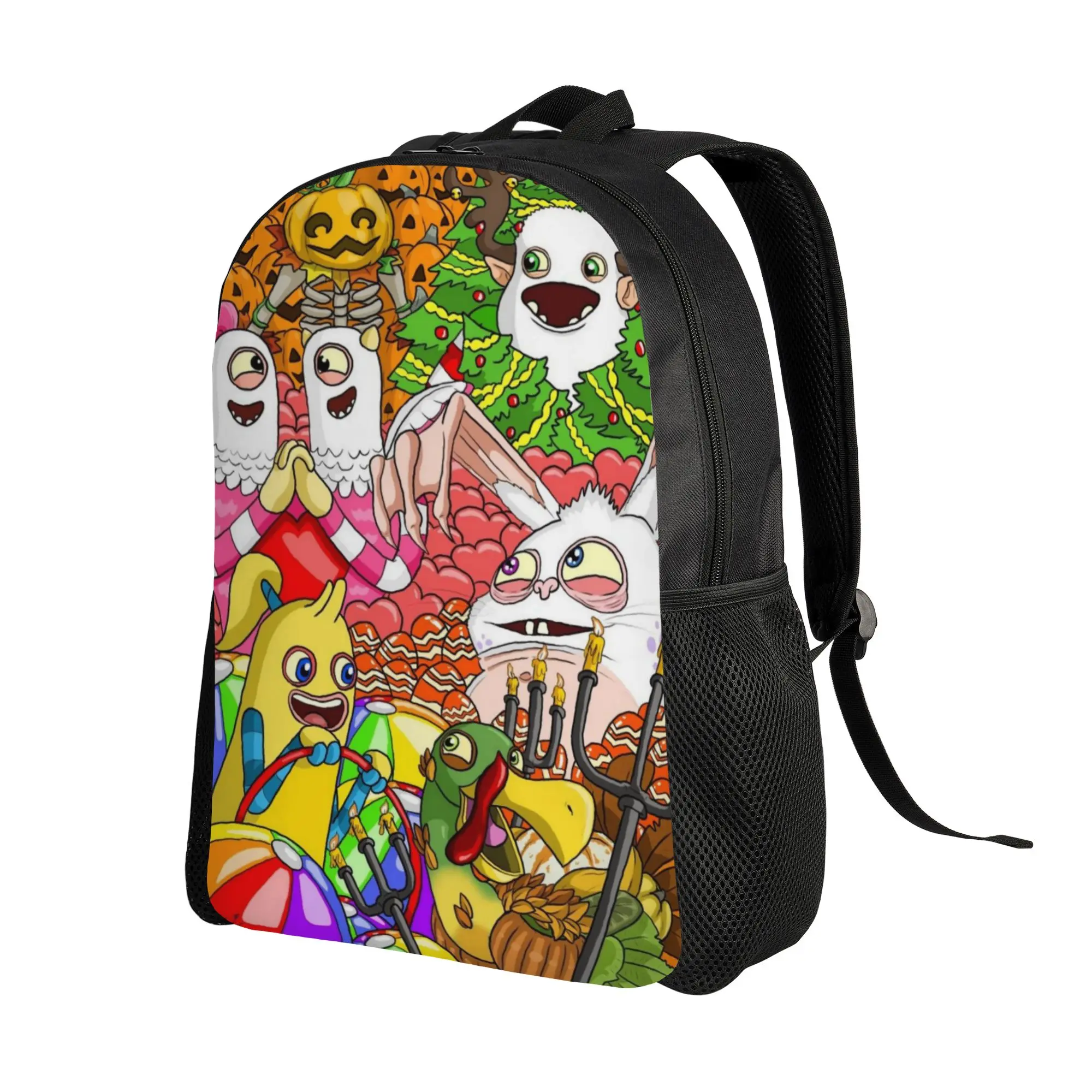 My Singing Monsters  Backpack  Teen Polyester Hiking Backpacks Big Style High School Bags Rucksack