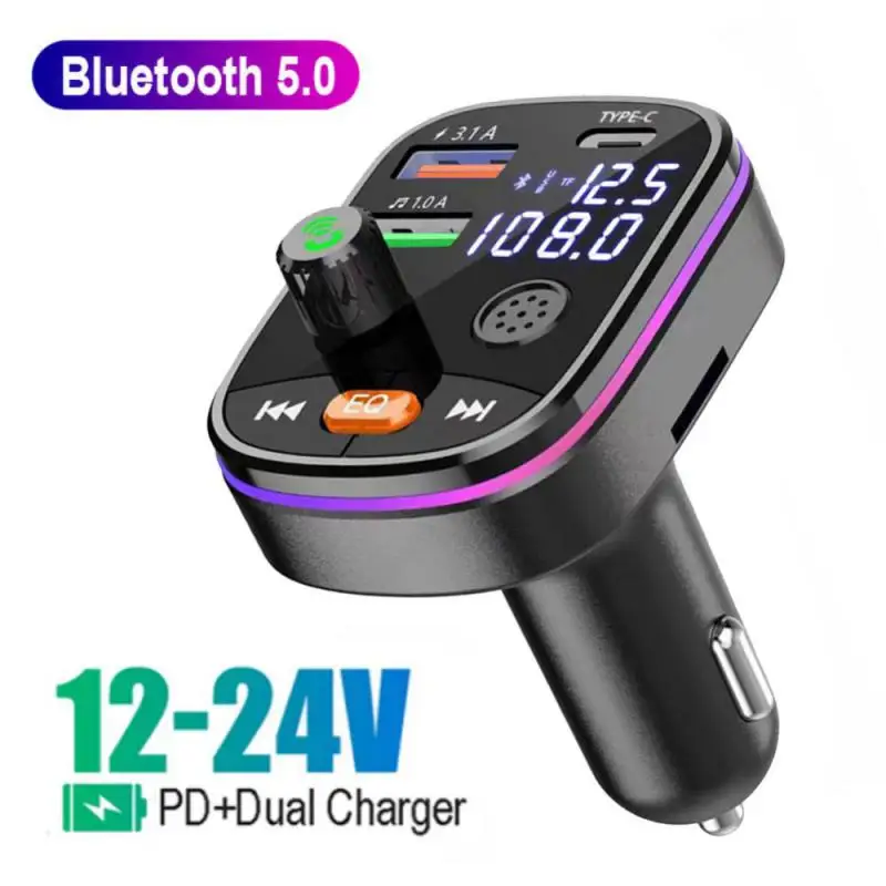 Bluetooth 5.0 Wireless Car Kit Fm Modulator Universal Pd 20w Car Charger Durable Fm Transmitter Car Accessories Dual Display