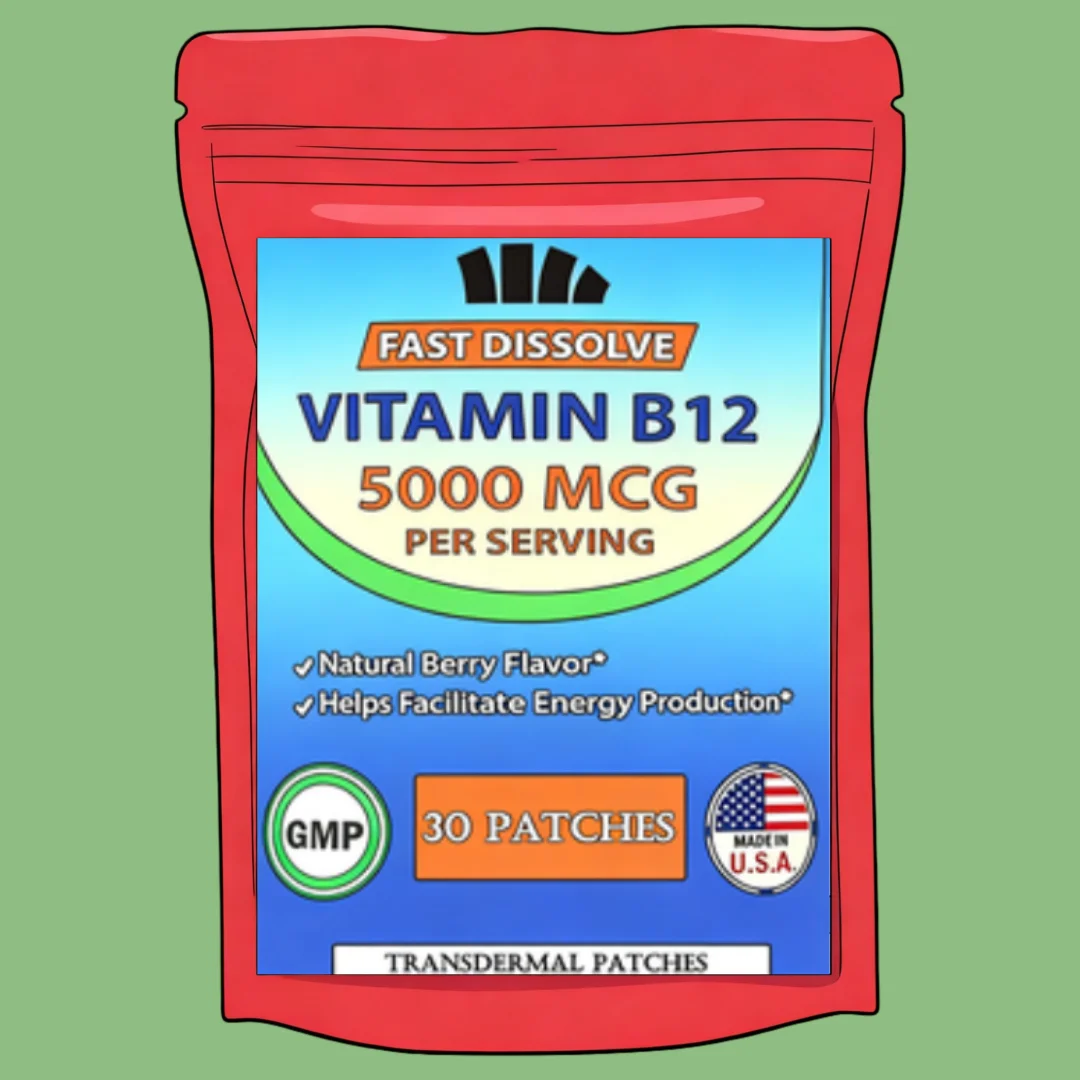 Vitamin B12 Transdermal Patches, - Supports Energy Production, Brain Function & Metabolism 30 Patches