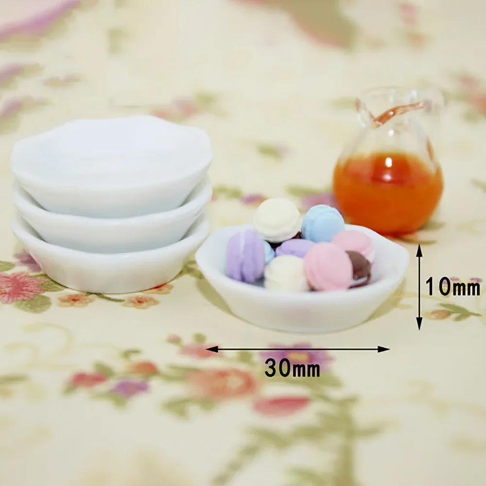 4 Stuks 1/12 Poppenhuis Miniatuur Keramische Voedsel Plaat Mini Keuken Schijf Model Speelgoed Voor Poppenhuis Accessoires Decoratie Ob11 Bjd