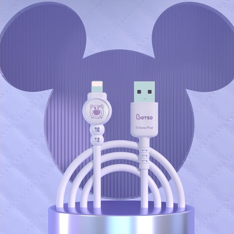 Kawaii Winnie Minnie Mikey Mouse cute Data Cable Anime Sanrio Girly Heart Cute 1M Fast Charging Dual Interface Data Cable