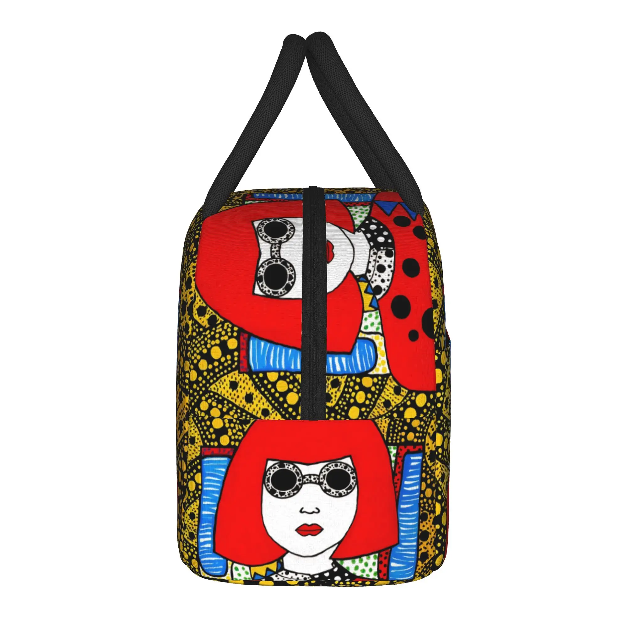 Yayoi Kusama Abstract Face Lunch Bag Japanese Artist Travel Lunch Box For Child Tote Food Bags Oxford Portable Zipper Cooler Bag