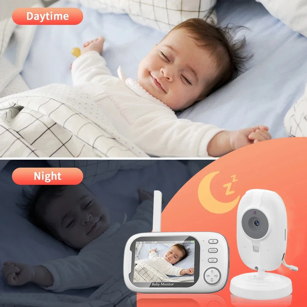 Cdycam Wireless Video Baby Monitor 3.5 Inch With Lullabies Auto Night Vision Two Way Intercom Temperature Monitoring Babysitter