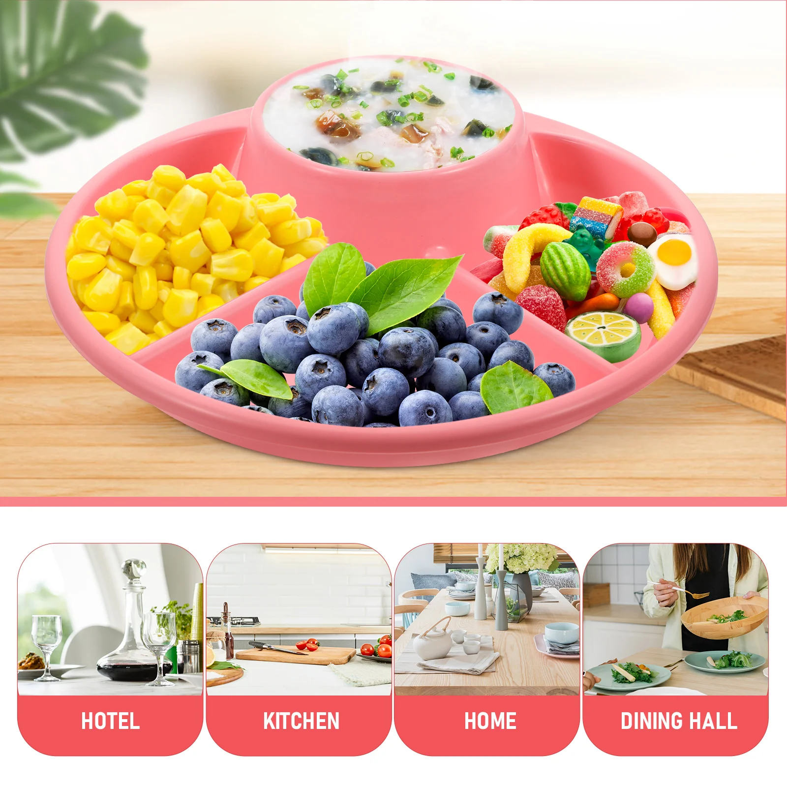 

Compartment Plate Tea Tray Serving Trays Decorative Platters Dessert Plates Food Appetizer Fruit for Child
