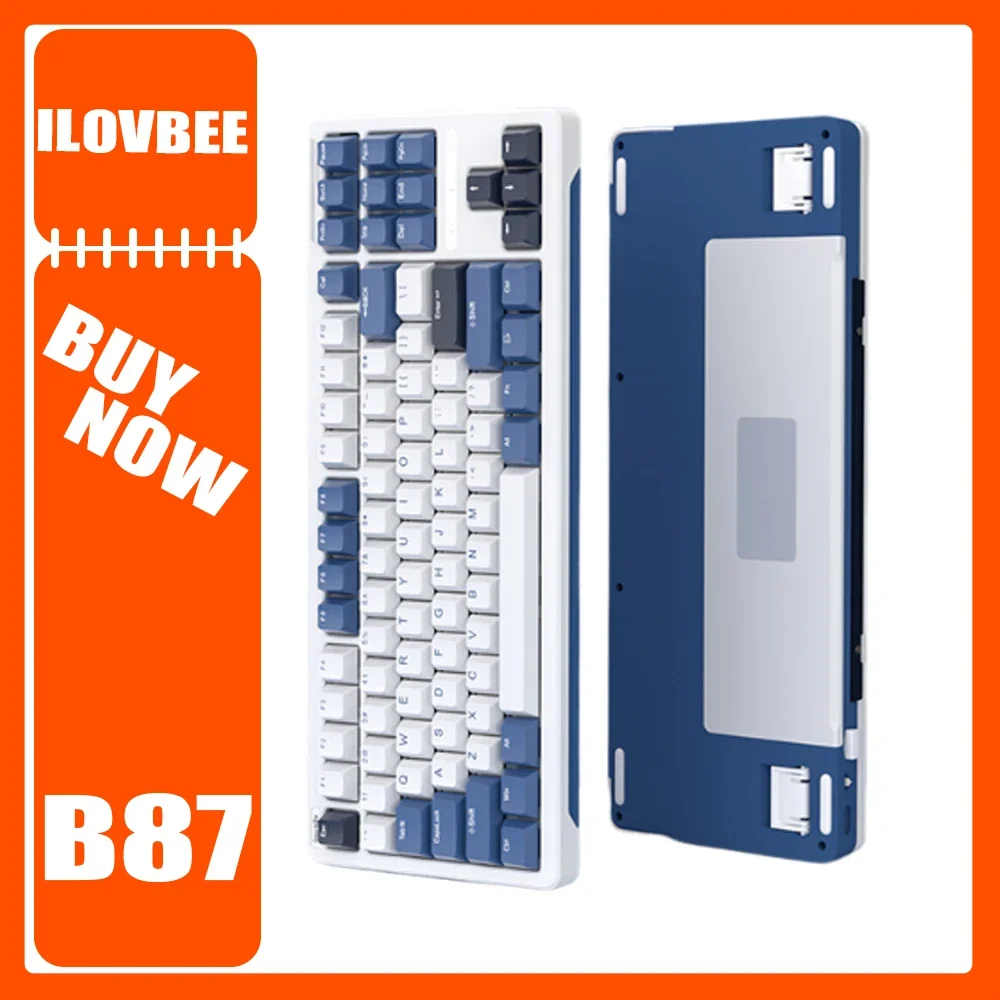 ILOVBEE B87 Mechanical Keyboard Tri Mode Multifunctional Knob RGB Gaming Keyboard Quick Trigger Hot Swap Gasket Customization