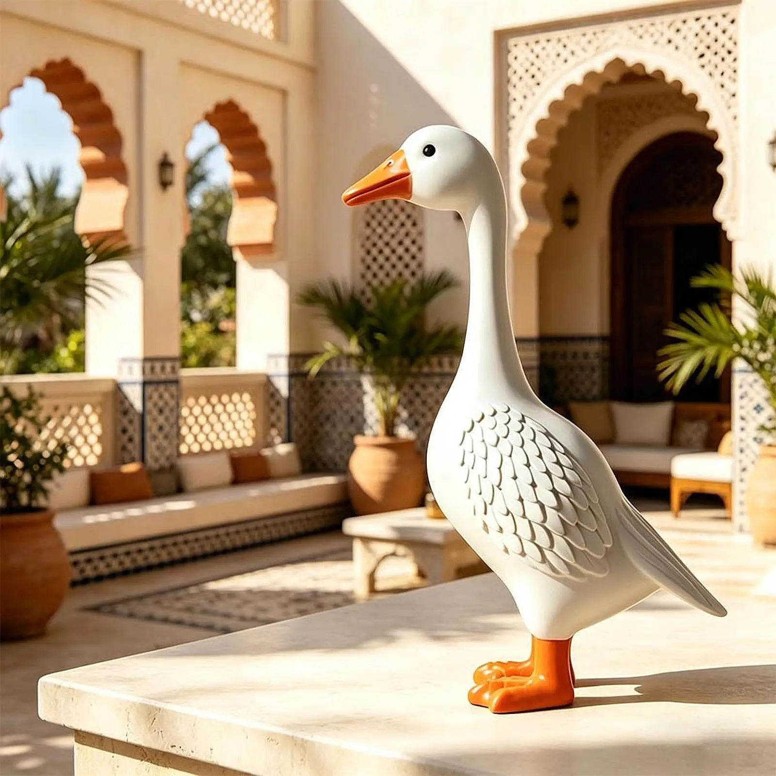 Goose Statue Tabletop Ornament Resin Figurine for Home Decor Artwork White for Bedroom Hallway Office Desktop Living Room